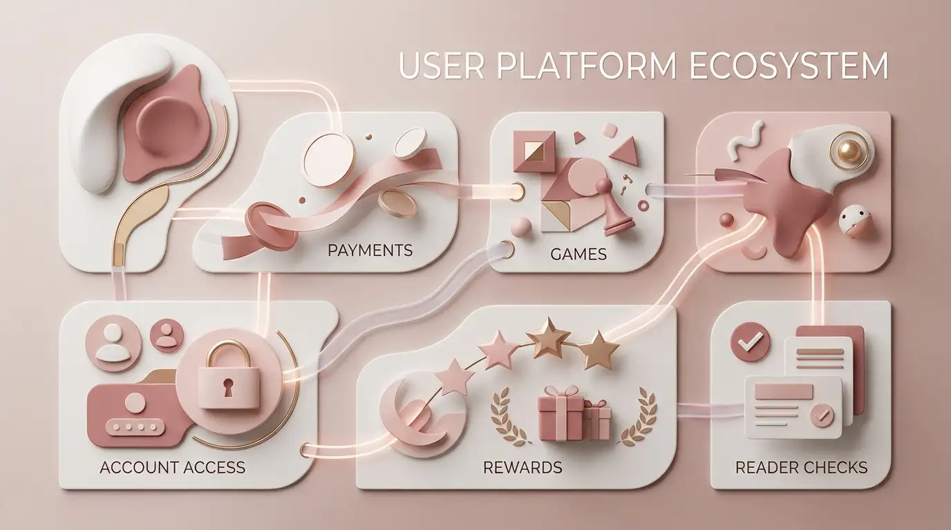 Editorial reference map connecting payments, games, account and safety topics